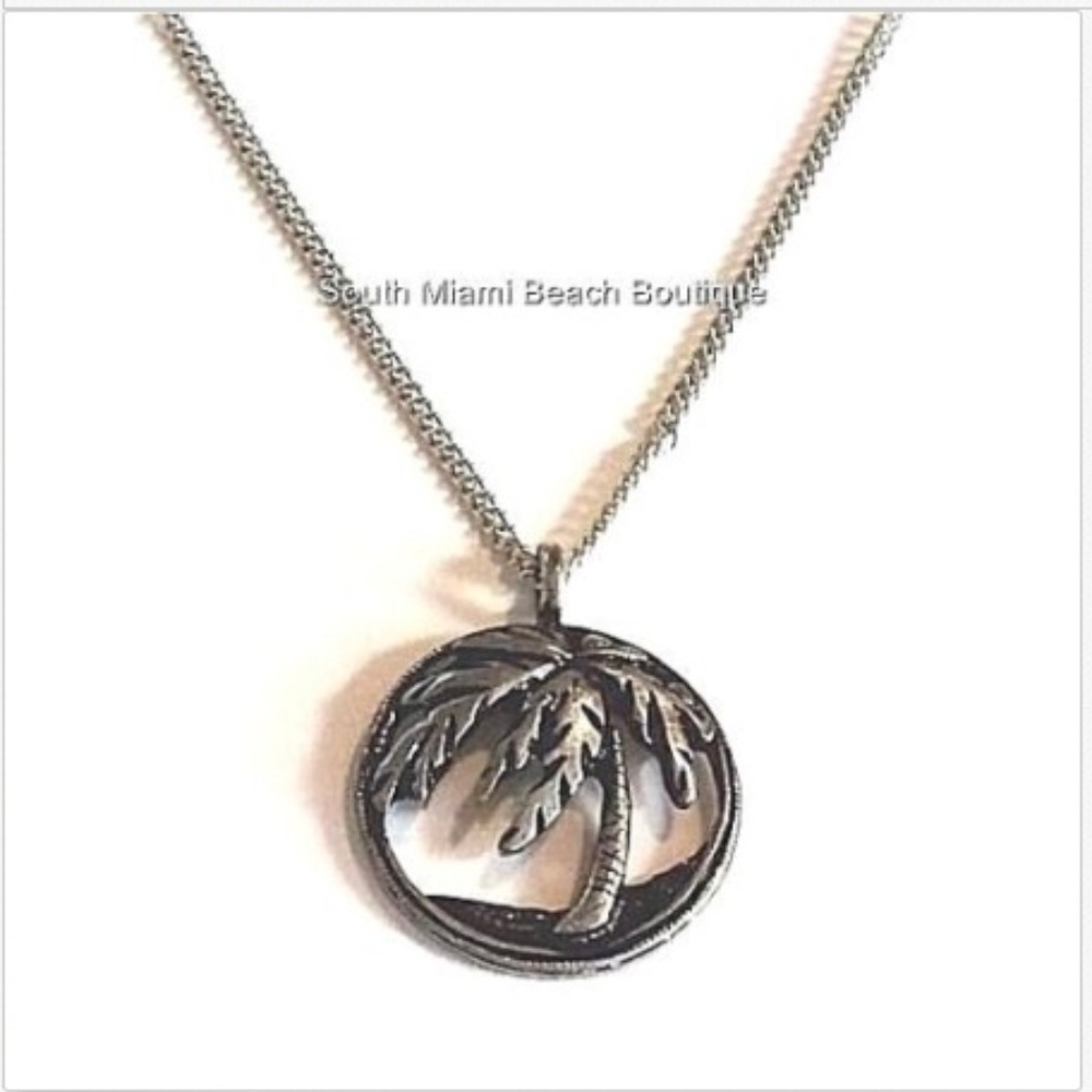 Silver Palm Tree Necklace ESCAPE 18-21" Coconut